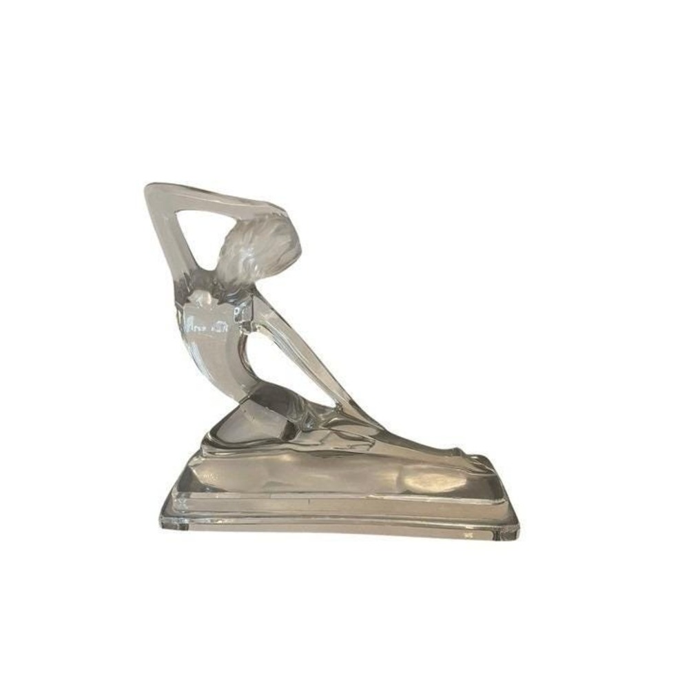 Female Figurine Sculpture Decor Vintage Art Deco Style Clear Crystal Seated Nude